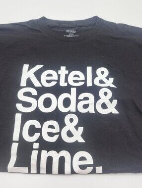 Black Graphic Tee Alchol Bar Promo "Ketel & Soda & Ice & Lime" Print